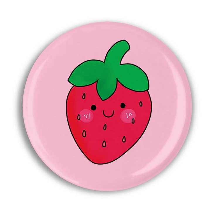 Bouton/insigne en forme de fraise de 1,25 pouces pour la vente par Prickly Cactus Collage