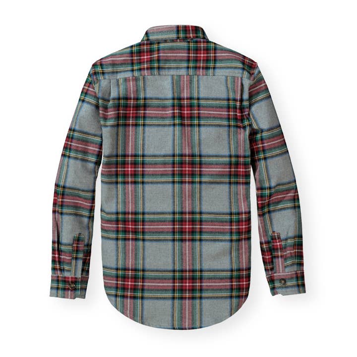 Gray Holiday Tartan Brushed Flannel Button Down Shirt for wholesale on Faire