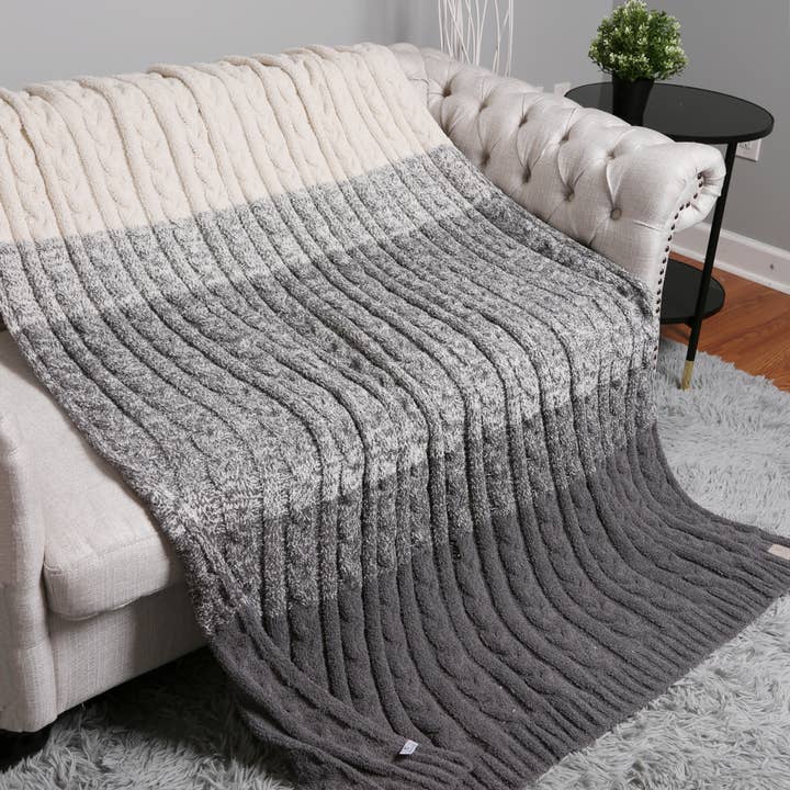 COLOR GRADIENT KNIT THROW BLANKET, JCL 6024 for wholesale by JOIA ACCESSORIES