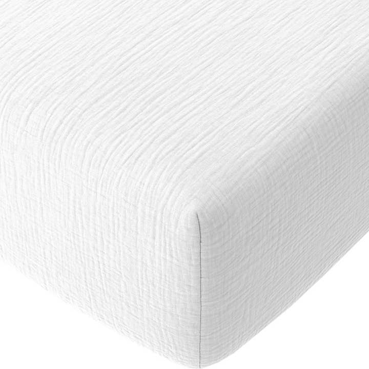 Lenzuolo con angoli 140x190 cm Garza di Cotone Lavato Bianco Puro per la vendita all'ingrosso da parte di Housse De Rêve