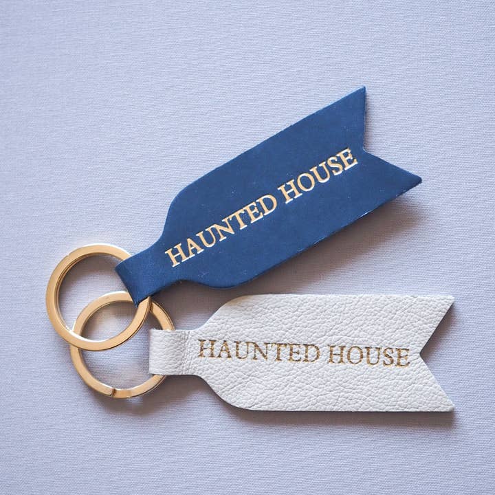 Haunted house halloween Quote leather keyring for wholesale by soch and co