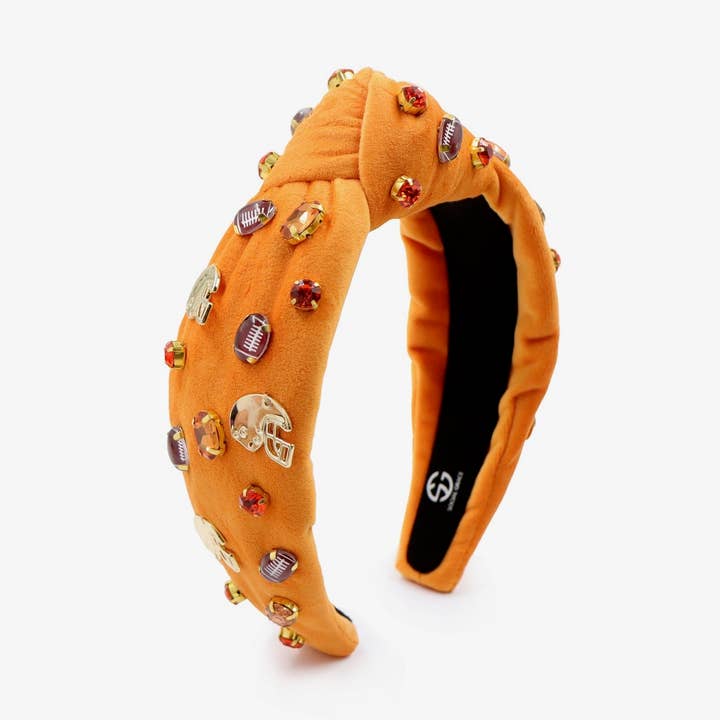 Orange Game Day Headband- Football Top Knot Woman's Headband for wholesale by Social Grace & Company