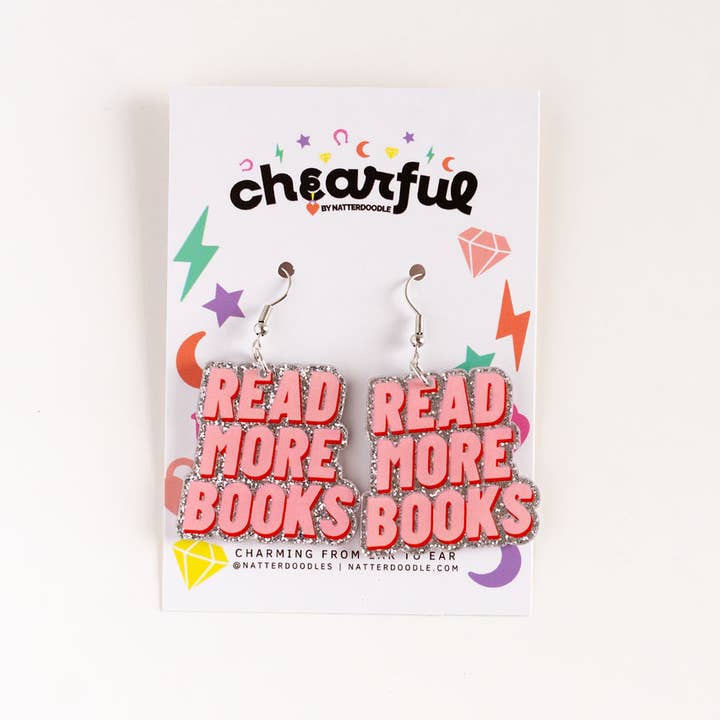 NatterDoodle – Großhandel Ohrhänger – Mehr Bücher lesen Glitzer-Ohrringe, leichte Acryl-Dangle0