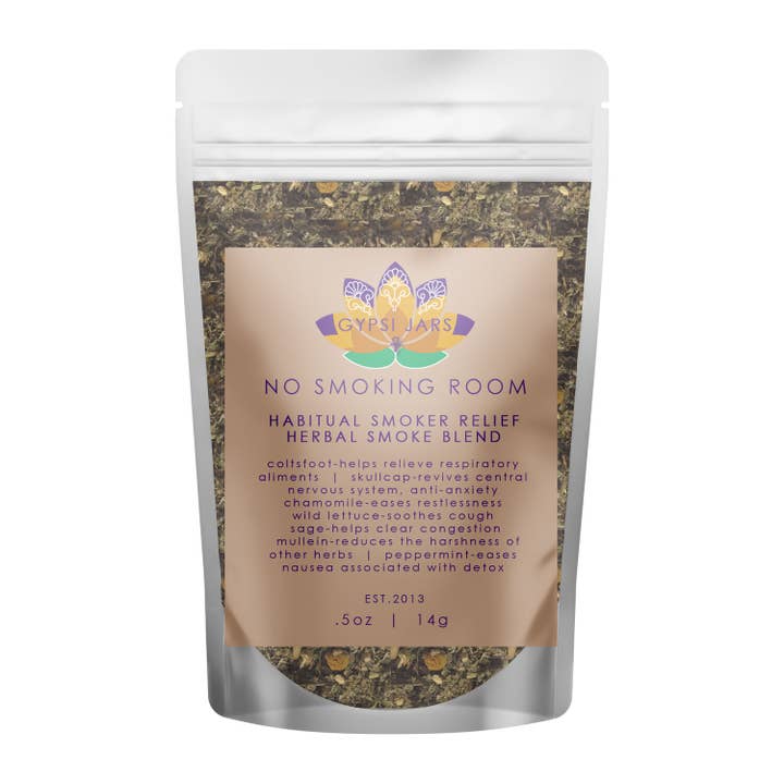 No Smoking Room Herbal Smoke Blend for wholesale by Gypsi Jars Skincare + Alchemy
