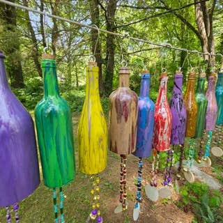 Multiple Wine Bottle Wind Chimes for wholesale on Faire
