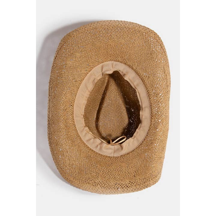 Collections by Fame Accessories - Wholesale Fedora - Women's - Sea Shell Band Straw Western Cowboy Hat
