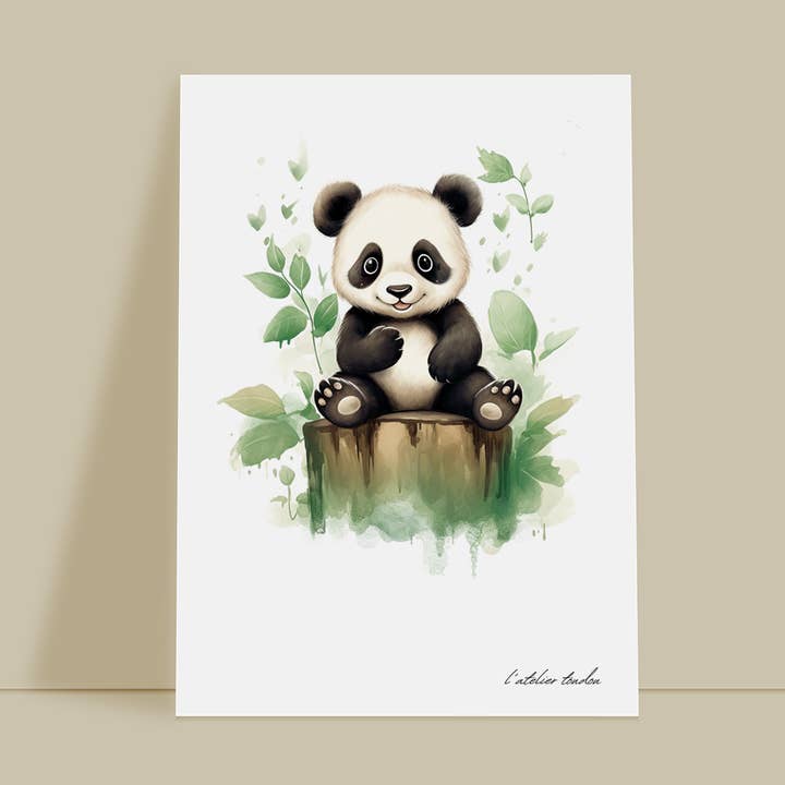 Muurdecoratie voor de slaapkamer van een babypanda - Savannah-dierenthema voor wholesale door L'atelier Toudou