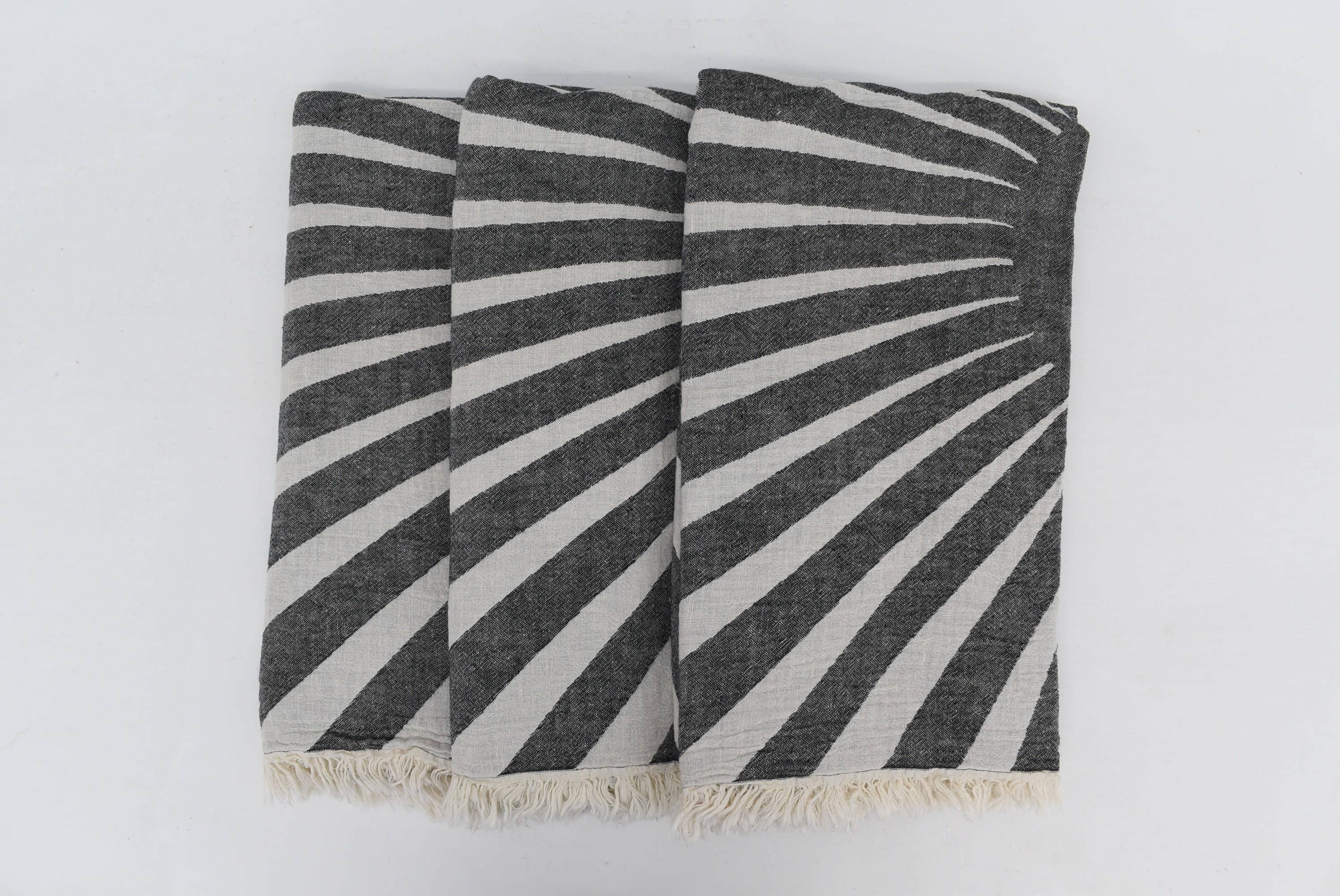 Organic Turkish Towels - Wholesale Picnic Blanket - Black Turkish Towel, Elegant Picnic Blanket7