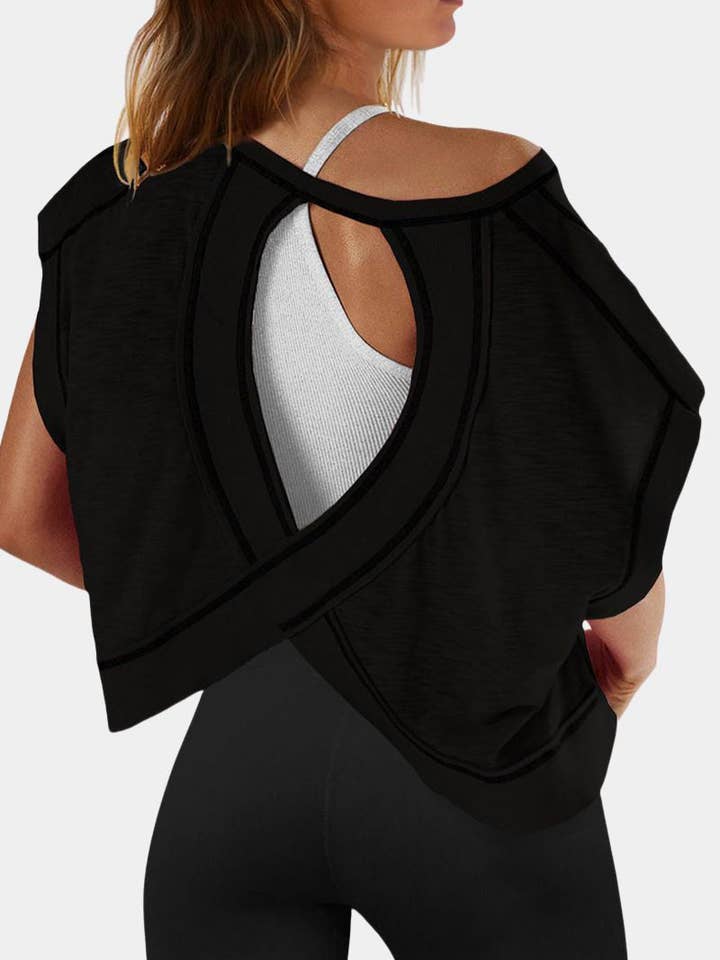 Mccolin - Wholesale Athletic top – Women′s - Cutout Back Sporty T-Shirt6