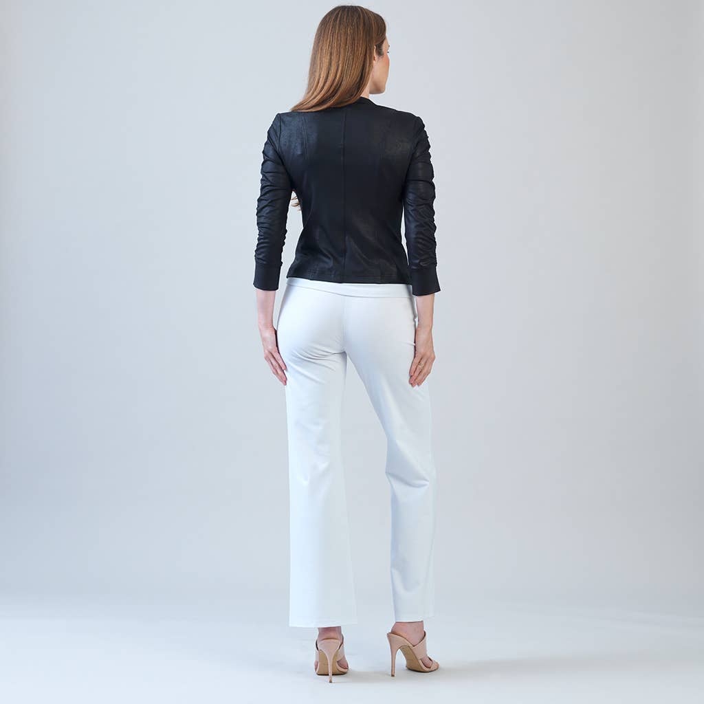 Clara Sunwoo – wholesale Leather jacket – Women′s – JK83 - Liquid Leather ™ Ruched Detail Jacket19