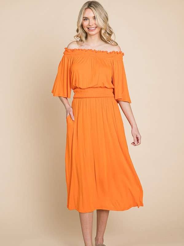 CAD1484Q - PEASANT SMOCKING FLARE SLV DRESS for wholesale by Culture Code