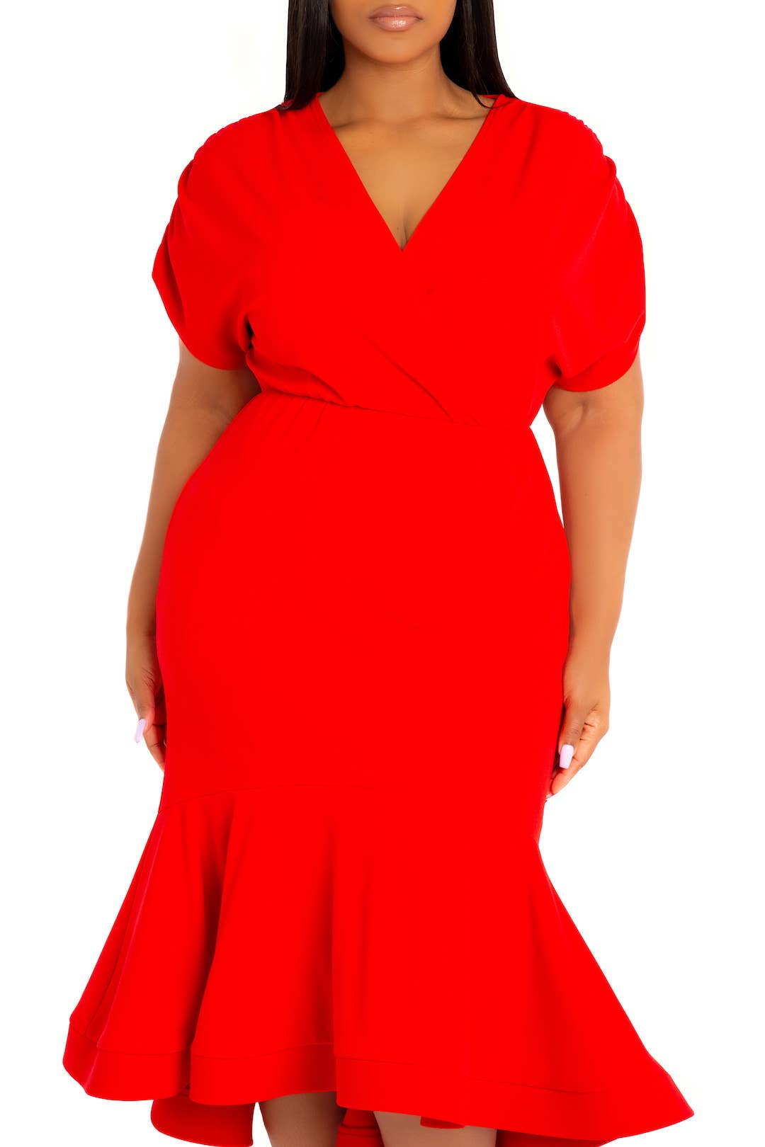 J2 FASHION - Wholesale Dress - Women's - STRUCTURED HI-LOW WRAP DRESS
4