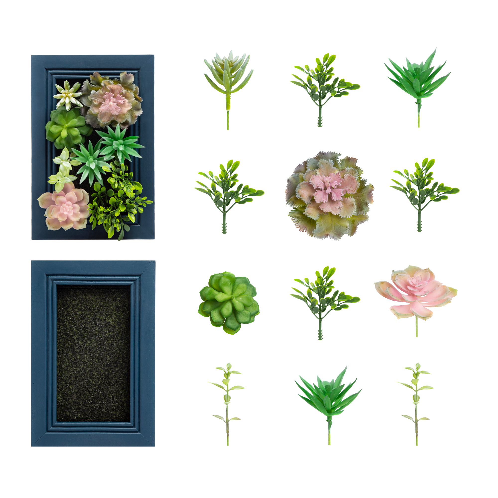 K-Cliffs – wholesale Sculpture – DIY Kit Artificial Succulent Wall Art Wood Frame with Plant10