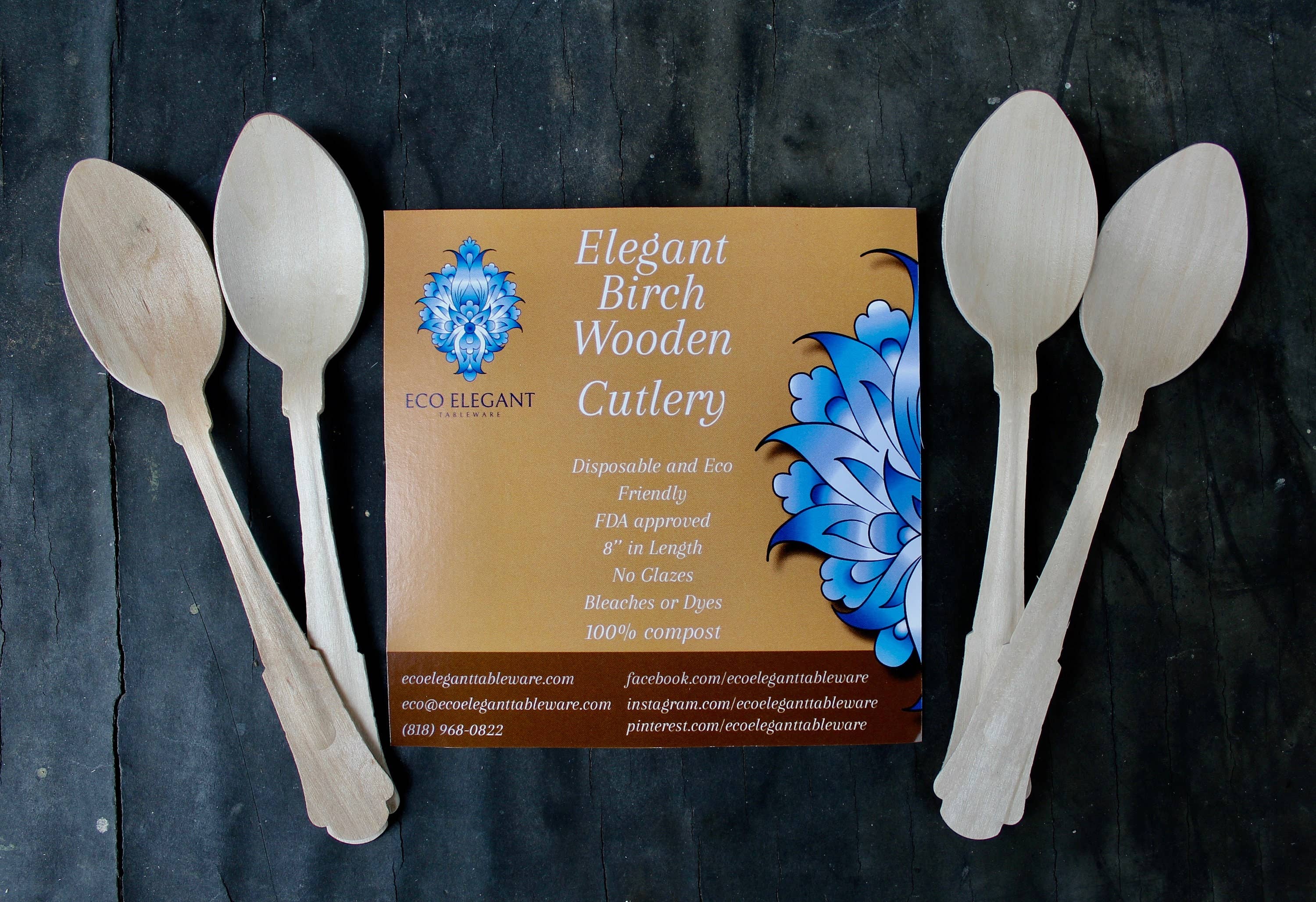 Eco Elegant Table Ware – Engroshandel Skærebestik sæt – Engangs træ bestik sæt fra birketræ - gaffel- skeen -kniv Komposterbar Og Bionedbrydelig Heavy Duty Eco Frindly Og Bionedbrydelig4