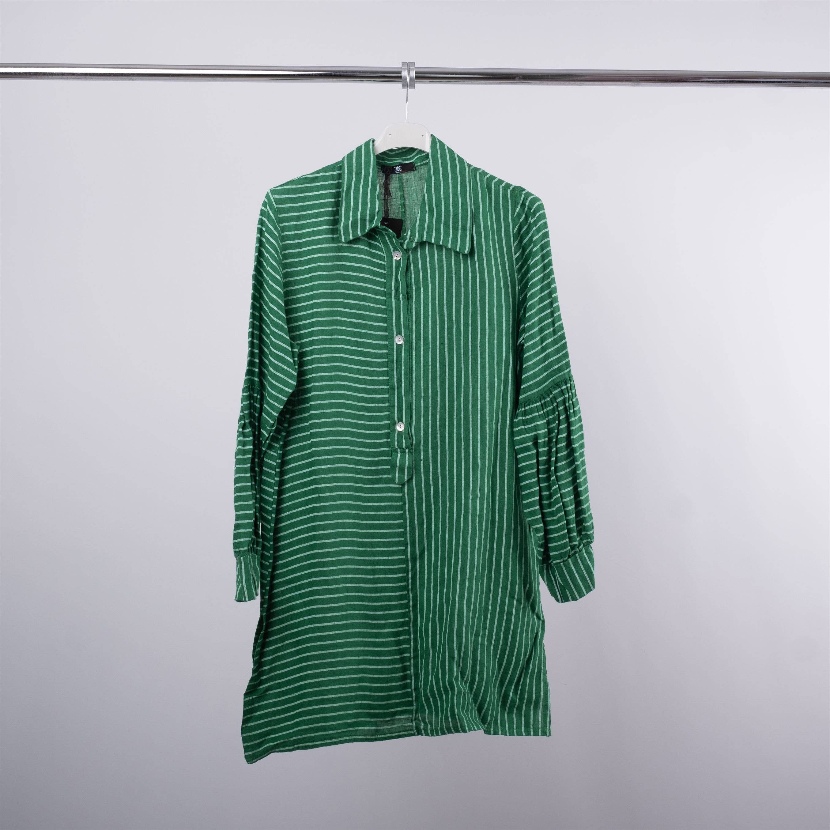 Cecile Wang – Großhandel Hemd mit Button-down-Kragen – Damen – Cecile Wang 185CA0023 gestreiftes langes Leinenhemd5