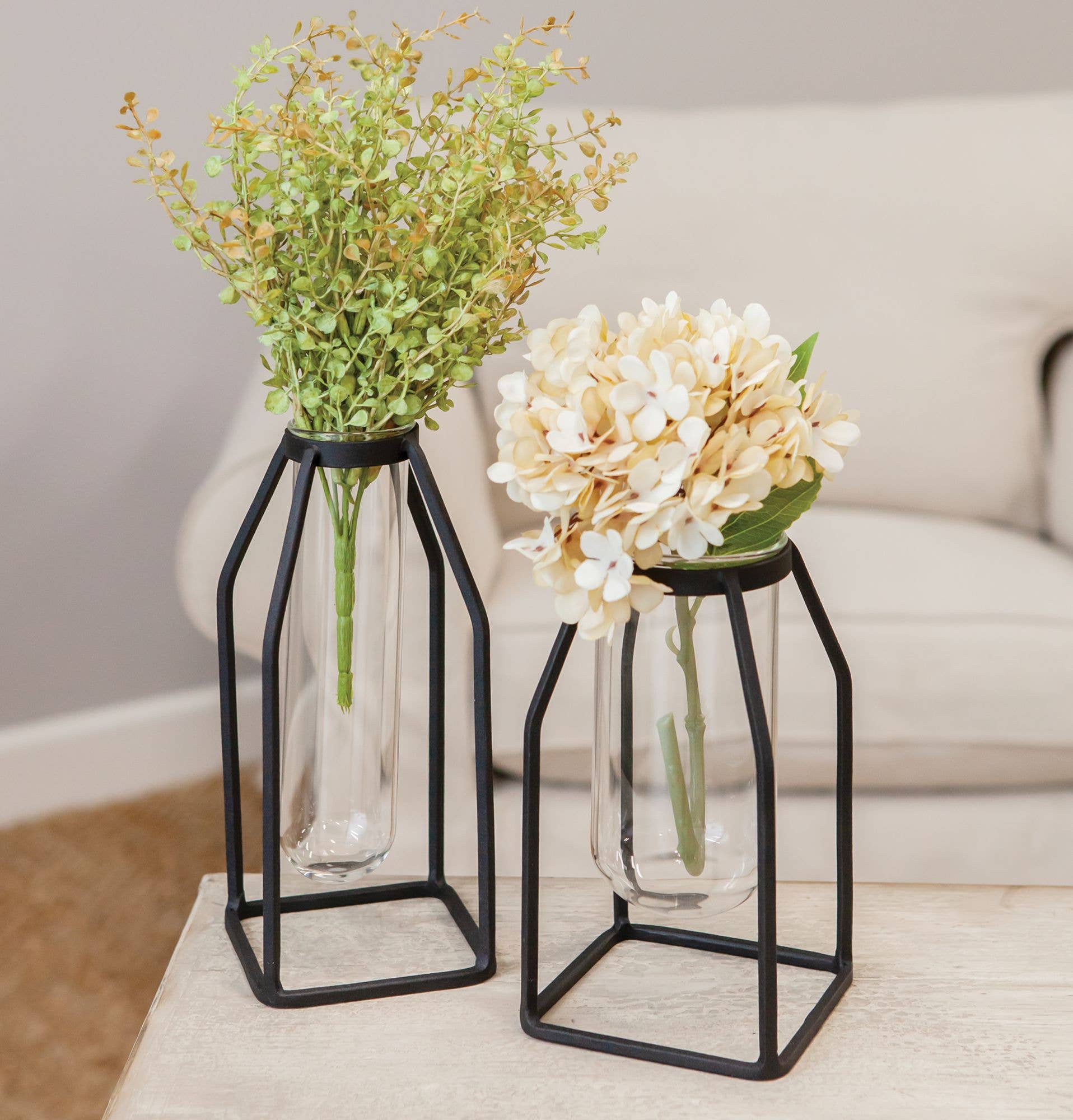 Col House Designs - Vente Vases - Vase en tube de verre avec cadre en métal large2