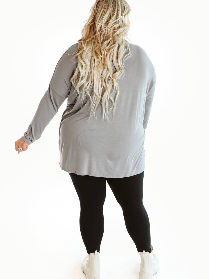 Beauty Insight | Sky Grey Long Sleeve Top L-6X for wholesale by Glitzy Girlz