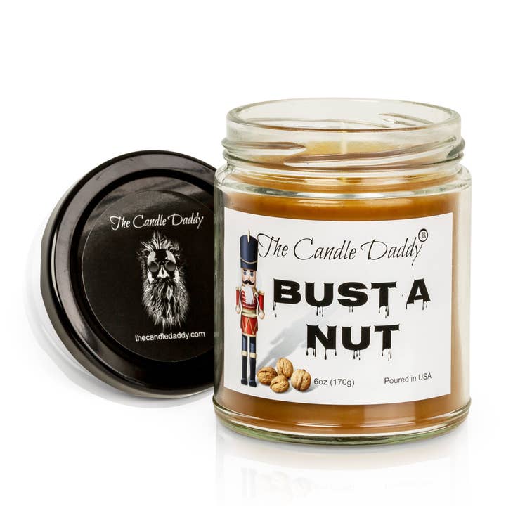 The Candle Daddy - Wholesale Jar/Filled Candle - Bust A Nut Holiday Candle - Funny Christmas Candle Gift
