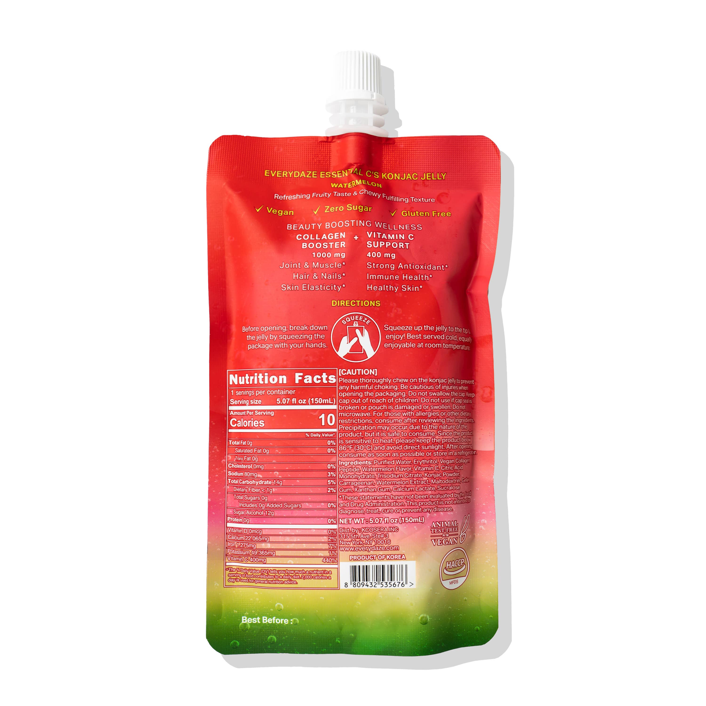 EVERYDAZE – wholesale Oral supplement/vitamin – Essential C's Konjac Jelly - Watermelon - Box of 10 Packs5