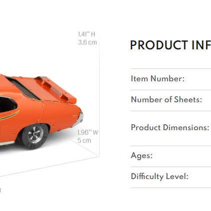 Metal Earth - Wholesale DIY Craft Kit - 1969 Pontiac GTO 'Judge' Metal Earth5