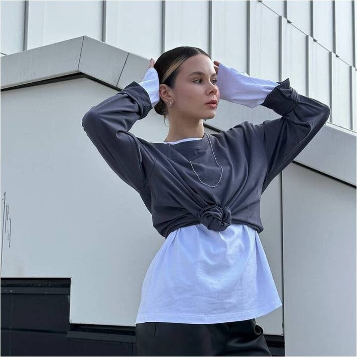 FurDecoration - Wholesale T-shirt – women's - Cotton Long Sleeve T-Shirt in Solid Color3