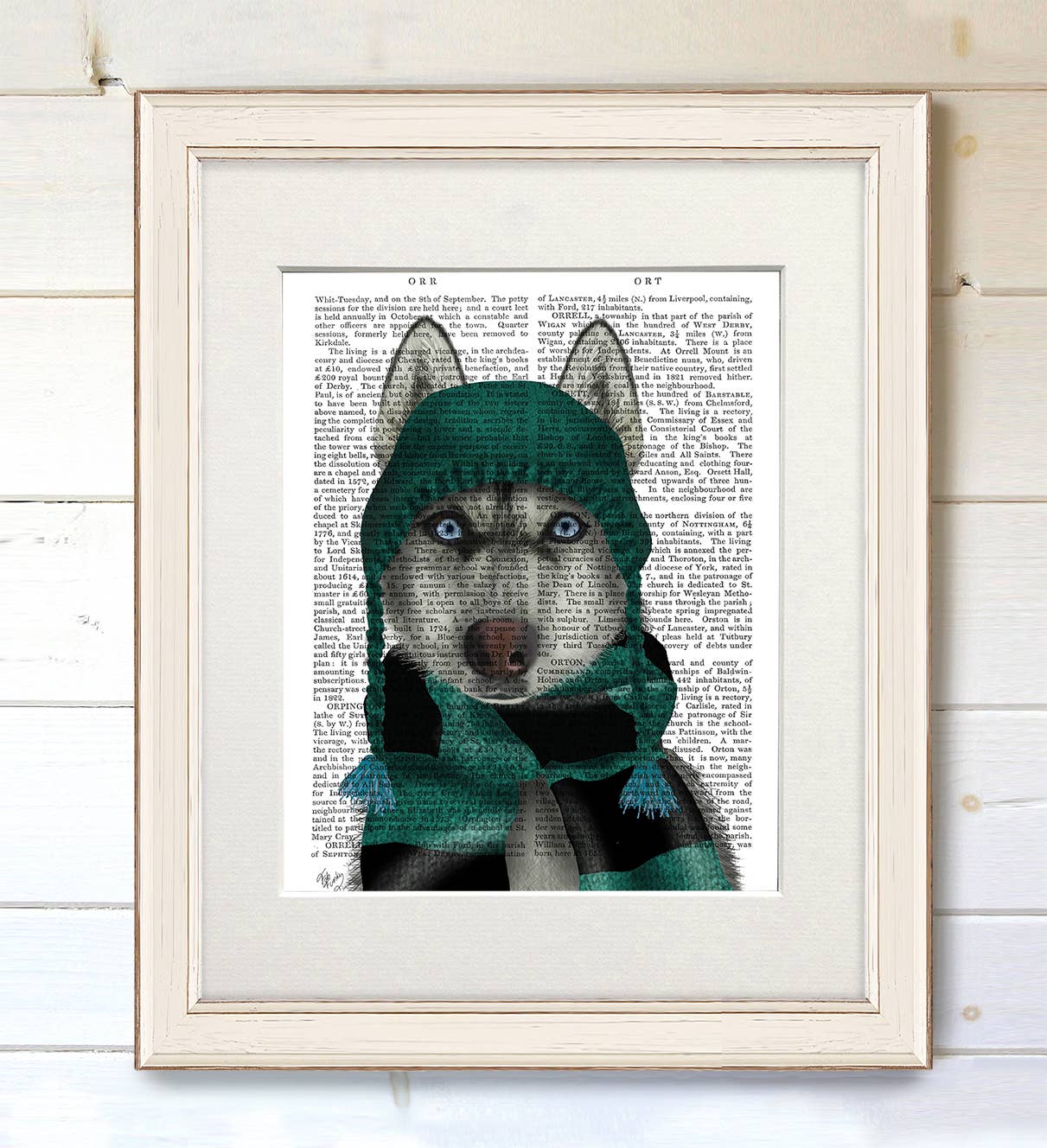 FabFunky Ltd – Engroshandel Kunsttryk – Husky i Hat og Tørklæde, Hund Book Print/Art Print1