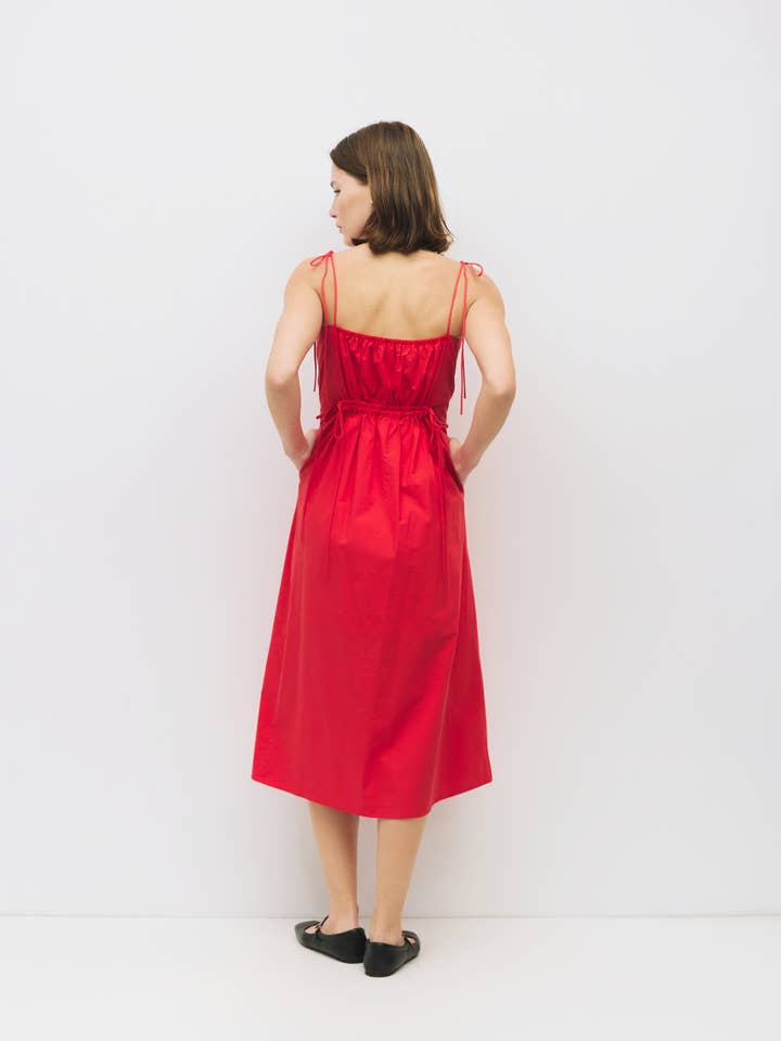 MOD REF - Wholesale Dress - Women's - The Isadora Dress | Poplin Midi Dress with Shoulder Ties