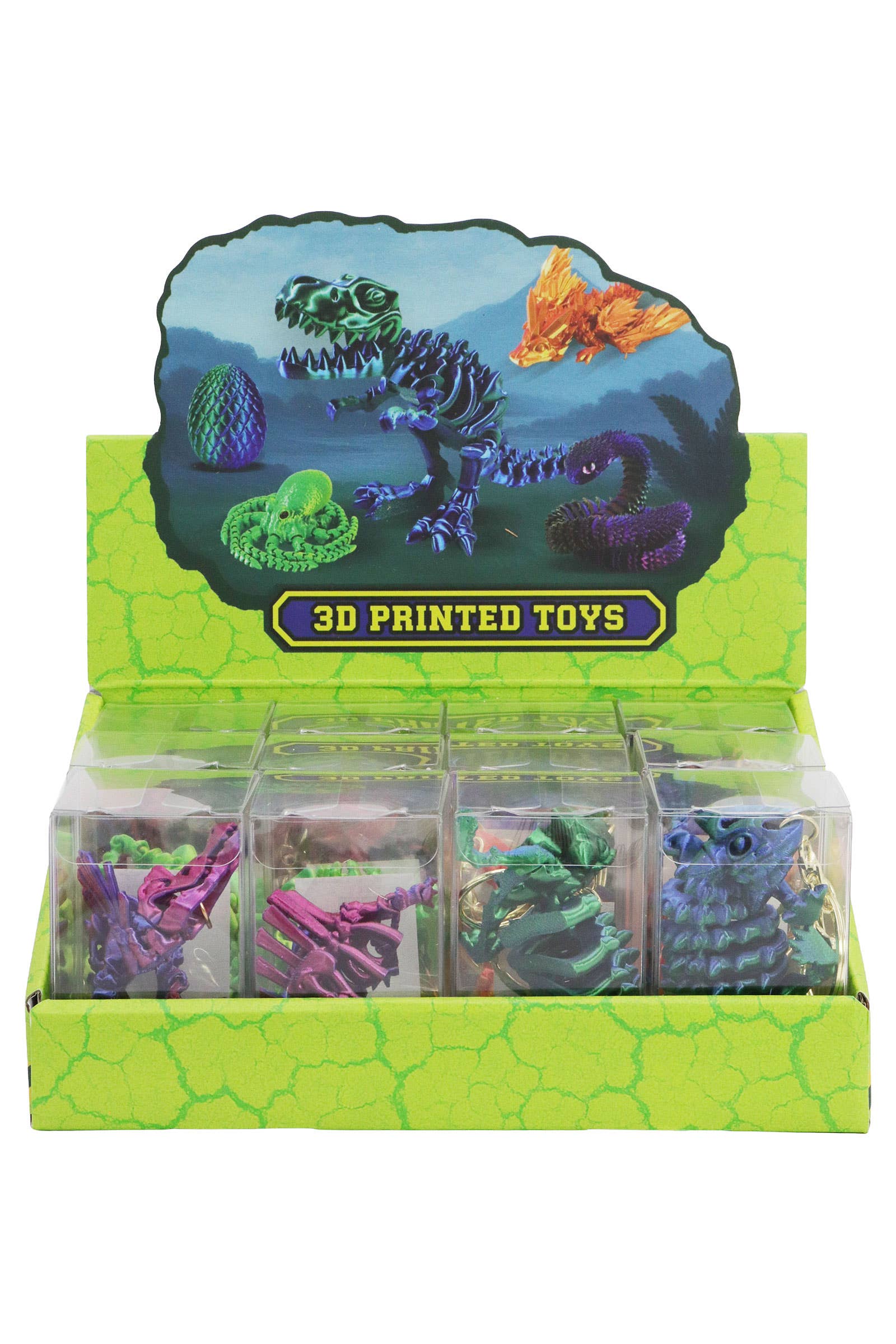 ASSORTED Dinosaur Fossil 3d Print Articulated Key Chain for wholesale on Faire2