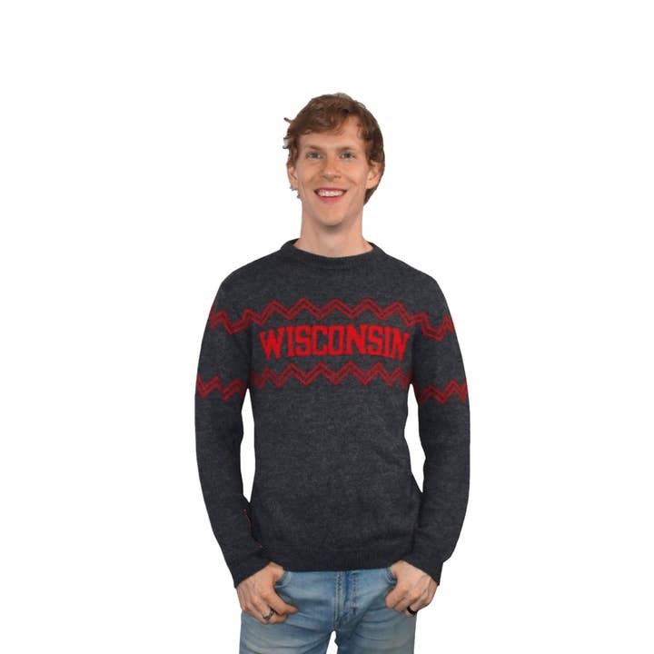 Campo Alpaca - Wholesale Knit Sweater - Unisex - Wisconsin Crew Neck Alpaca Sweater - Dark Gray