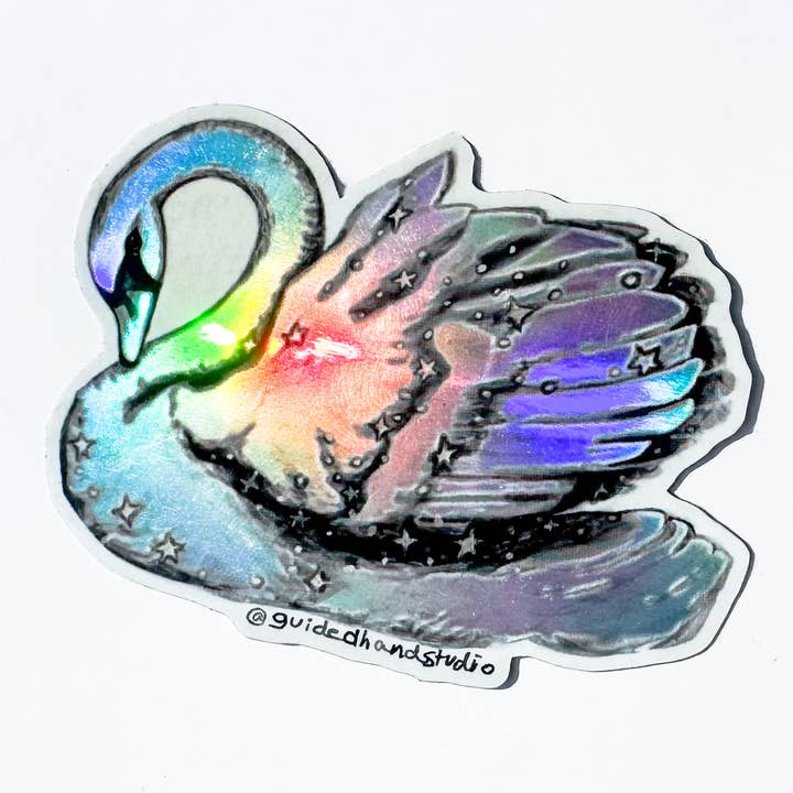 Holographic Swan Stickers for wholesale by Guided Hand Studio