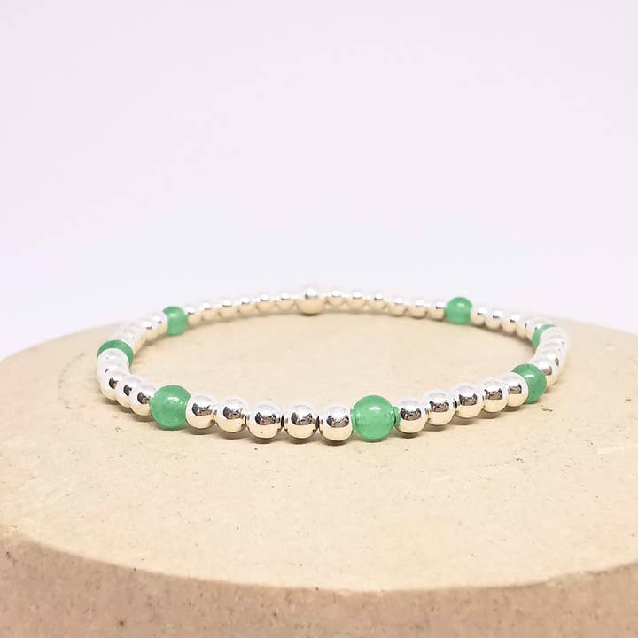 Bracciale in argento Sterling e avventurina verde per la vendita all'ingrosso da parte di Sophellie Jewellery