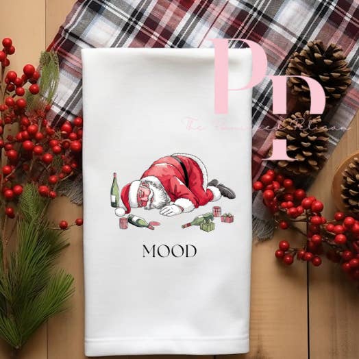 Santa Mood christmas towel for wholesale by The Panicked Pelican