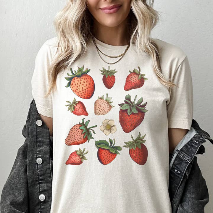 Vintage Strawberry Farmers Market Fruit Summer Graphic Tee for wholesale by Par.tees by Party On!
