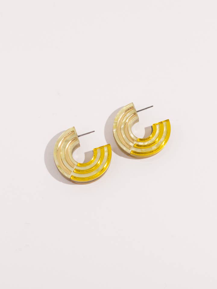 Isla Midi - Yellow Acrylic Chunky Hoop Statement Earrings for wholesale by Moon-Seed