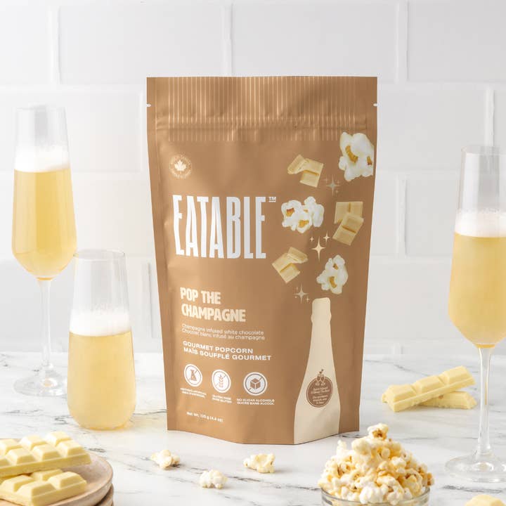 EATABLE Popcorn - Wholesale Popcorn - Pop the Champagne - Gourmet White Chocolate Popcorn