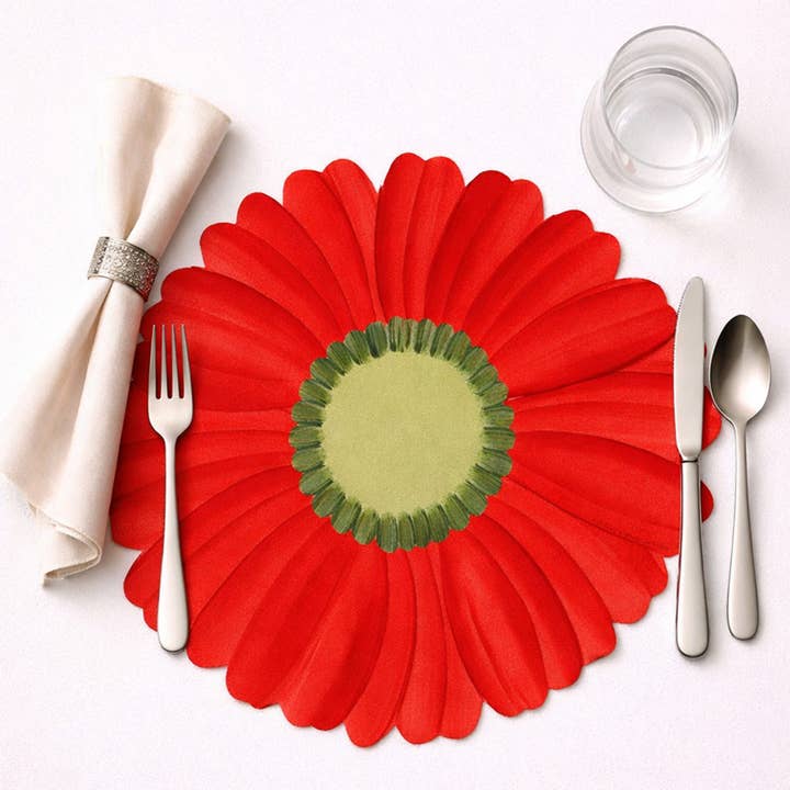 Dazzling Gerbera Daisy Placemat - Red for wholesale by Carole Shiber Designs