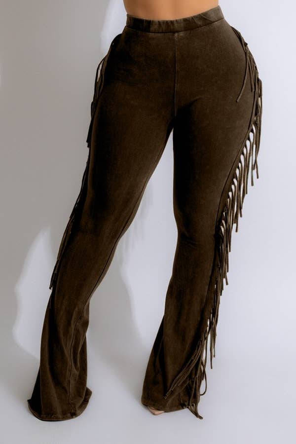 5besties inc - Wholesale Pants - Women's - Mineral Wash Fringe Detail Pants7