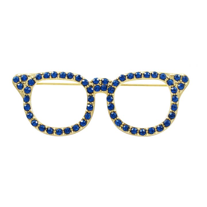 Saphirblaue Stein-Sonnenbrille und vergoldete Brosche für den Großhandel von Dlux Jewels