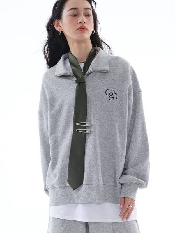 Loose Fit Cgh Quarter Zip Sweatshirt Only / Gray for wholesale by Prod Bldg