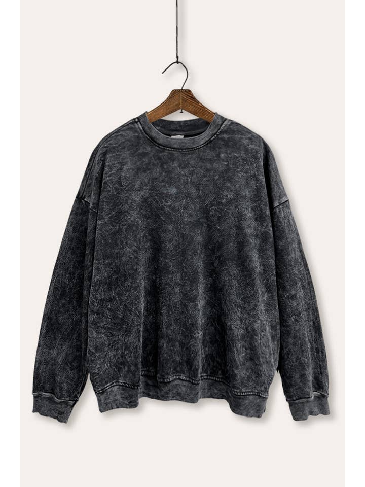 VINTAGE POINT USA - Vendita all'ingrosso Felpa stampata - Donna - FELPA COMODA IN SPUGNA FRANCESE LAVATA MINERALE SEMPLICE5