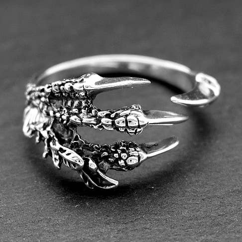 Harley feather clawed foot silver ring for wholesale by Kali Ma Designs - Sterling Silver Jewellery