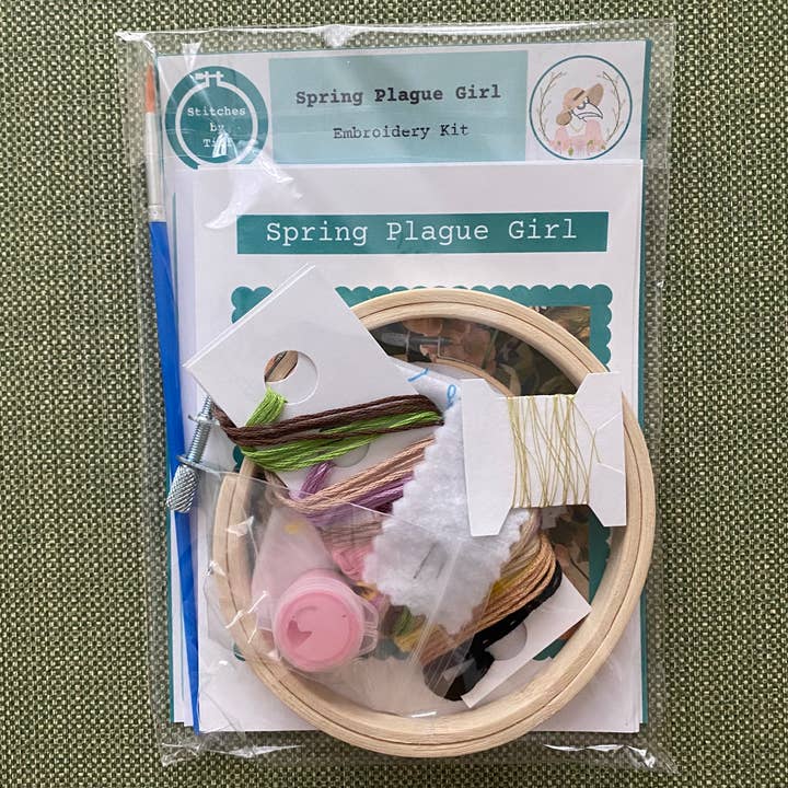 Stitches By Tiff - Wholesale Embroidery/Cross Stitch Supplies - Spring Plague Doctor Girl Craft DIY Embroidery Kit