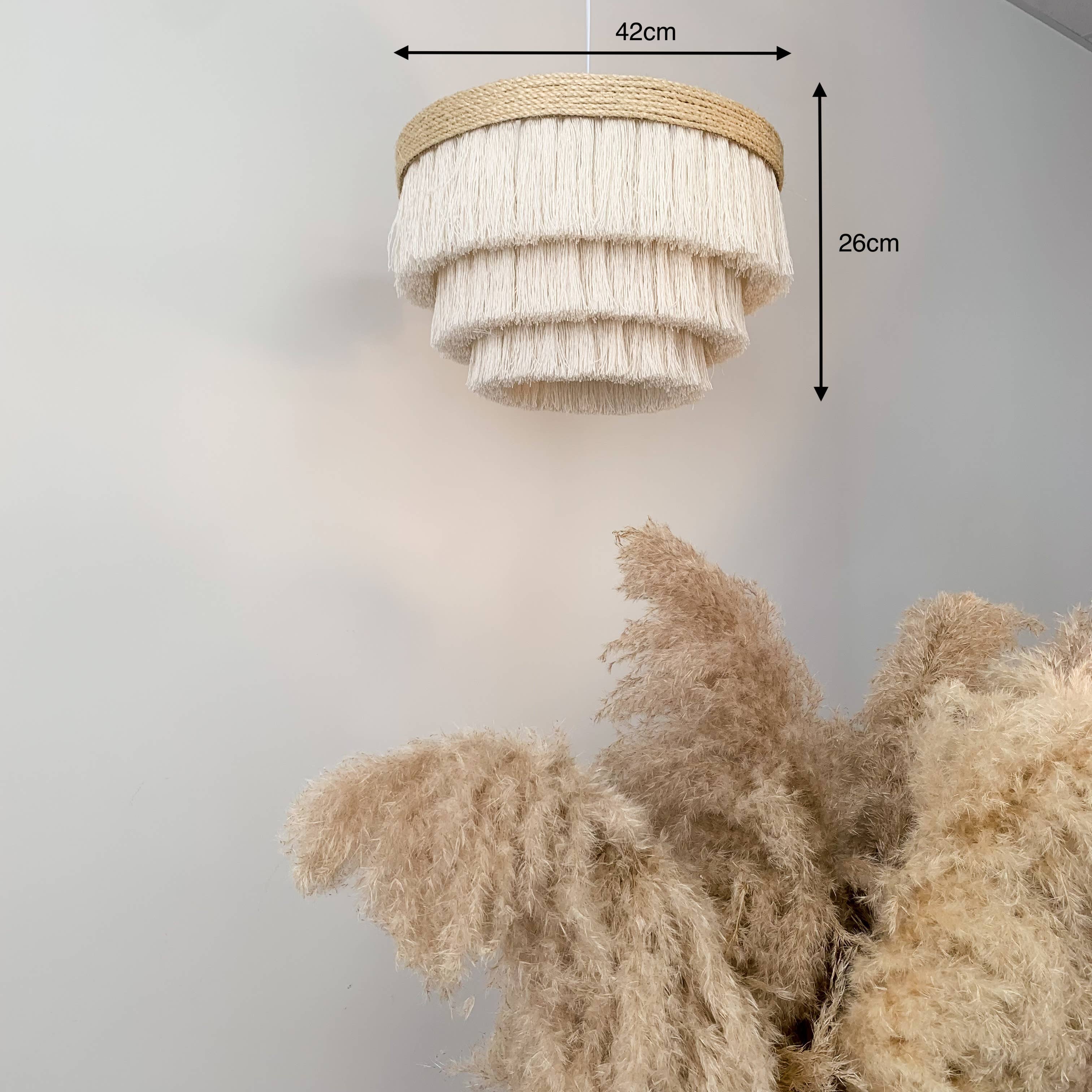BOHO LIGHTS - Vente Lustre/Suspension - Lustre à frange en coton avec bande en sisal1