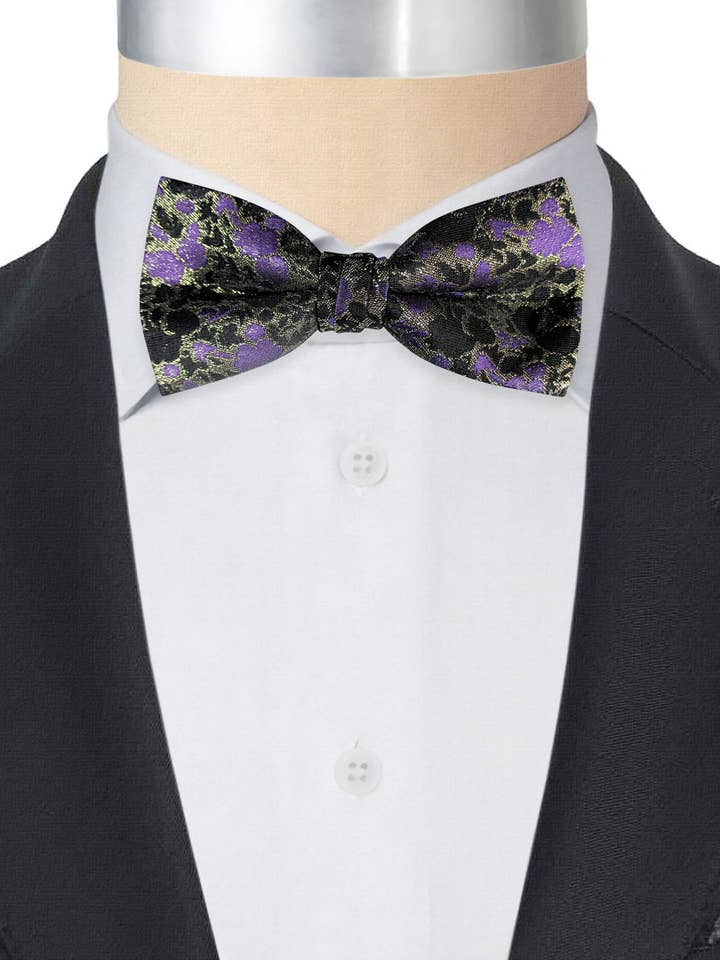 BLACK-PURPLE LINEN BOW TIE for wholesale by Josvil
