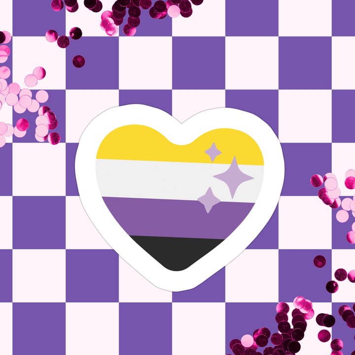 LGBTQIA+ Inclusive Pride Nonbinary Waterproof Vinyl Sticker for wholesale by Stickers+ X Ashley Bexar