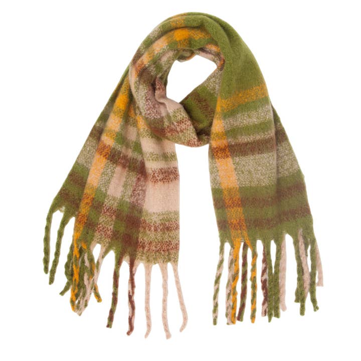 Dipped Shop - Wholesale Scarf - Women's - Tassel Plaid Vintage Scarves DPKS12186