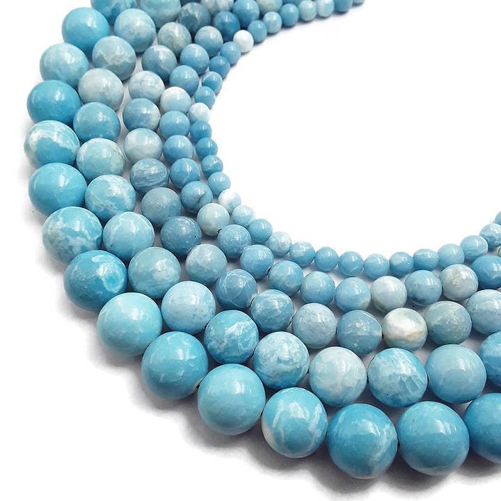 CRCBEADS - Wholesale Kralen - Larimar Kwarts Gladde Ronde Kralen 6mm 8mm 10mm 12mm 14mm 15,5" Streng