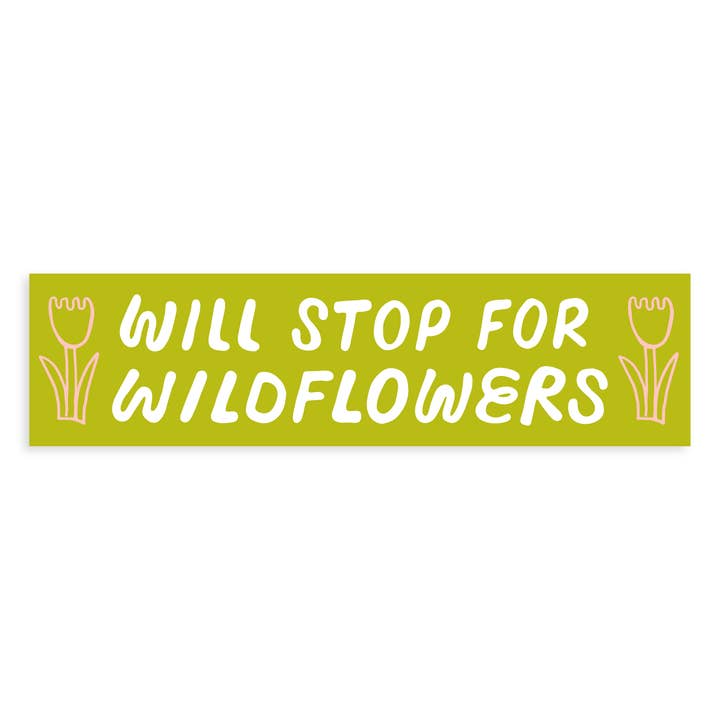 Wildflower Bumper Sticker Lime Vinyl for wholesale by Yonder Goods