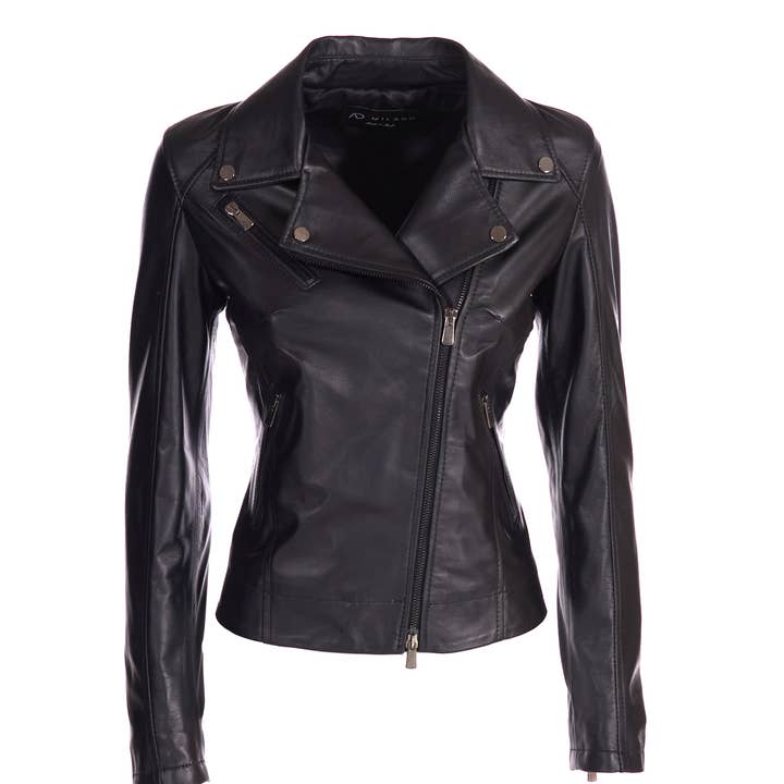 Parigi bikerjack van echt leer voor dames voor wholesale door AD|MILANO Leather jackets