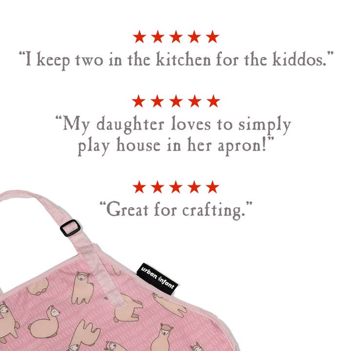 Urban Infant - Wholesale Apron - Kids - Little Helper Kids Apron, Washable Cotton/Poly - Llamas3
